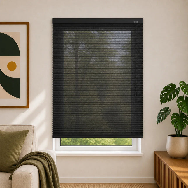 Cortinas Plisadas Térmicas y Opacas con Cordón - Negro