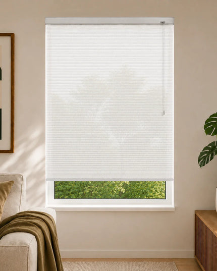 Cortinas Plisadas Térmicas y Opacas con Cordón - Blanco