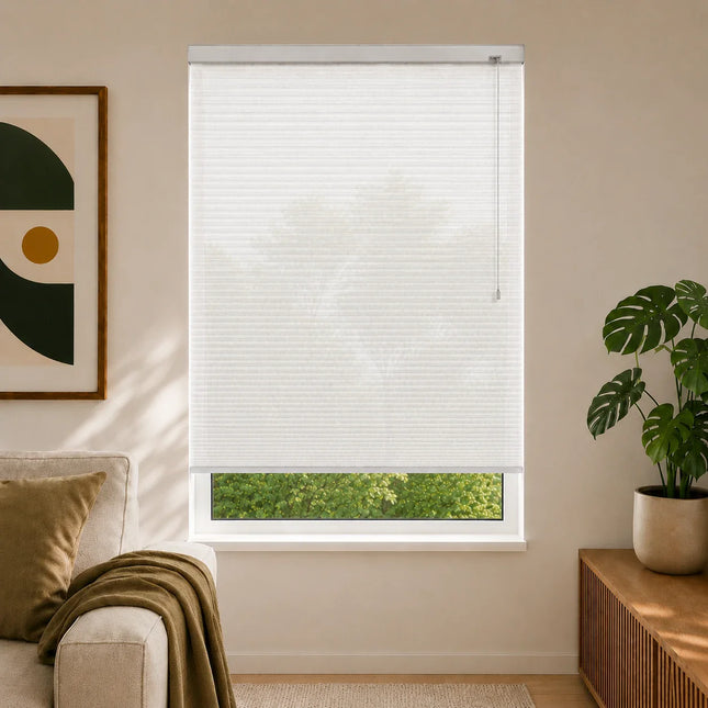 Cortinas Plisadas Térmicas y Opacas con Cordón - Blanco