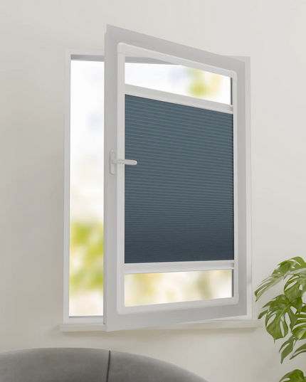 Cortinas Plisadas Sin Taladrar - Oscuridad Total Opacas - Adhesivo magnético - Azul