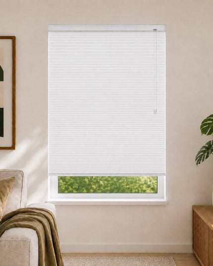 Cortinas Plisadas Térmicas y Opacas con Cordón - Blanco