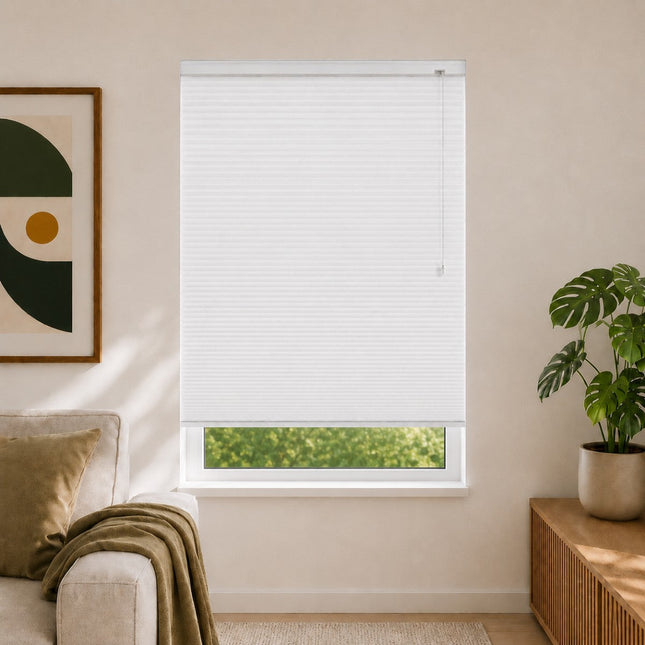 Cortinas Plisadas Térmicas y Opacas con Cordón - Blanco