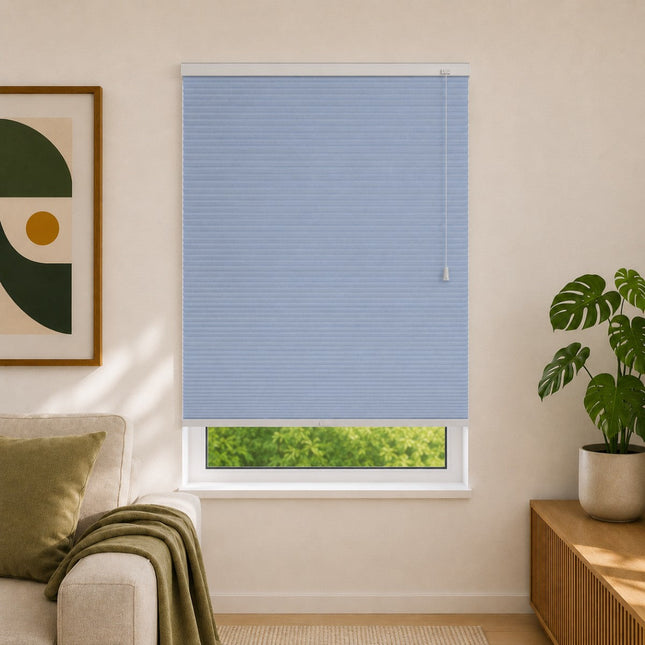 Cortinas Plisadas Térmicas y Opacas con Cordón - Azul Turquesa