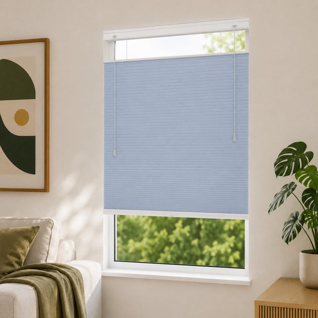 Cortinas Plisadas Térmicas y Opacas con Cordón - Azul Turquesa