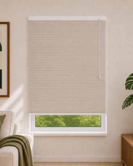 Cortinas Plisadas Térmicas y Opacas con Cordón - Beige