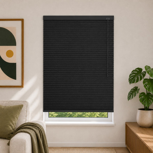 Cortinas Plisadas Térmicas y Opacas con Cordón - Negro