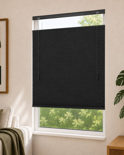 Cortinas Plisadas Térmicas y Opacas con Cordón - Negro