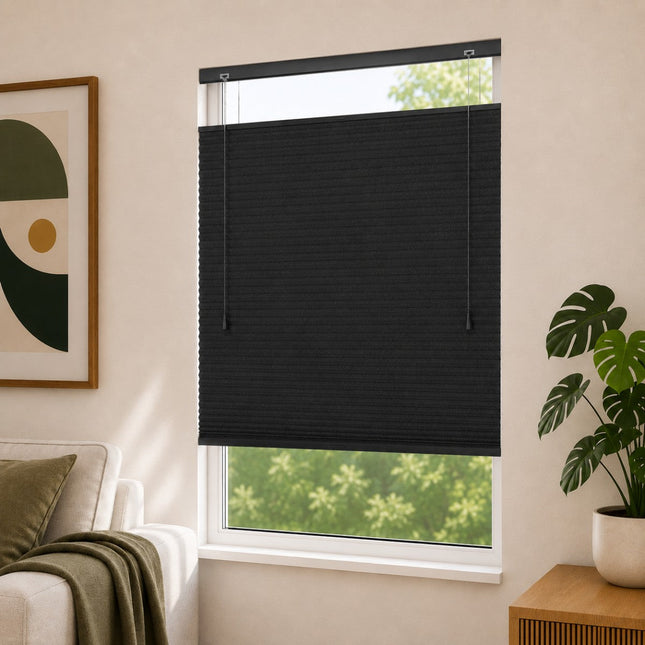 Cortinas Plisadas Térmicas y Opacas con Cordón - Negro