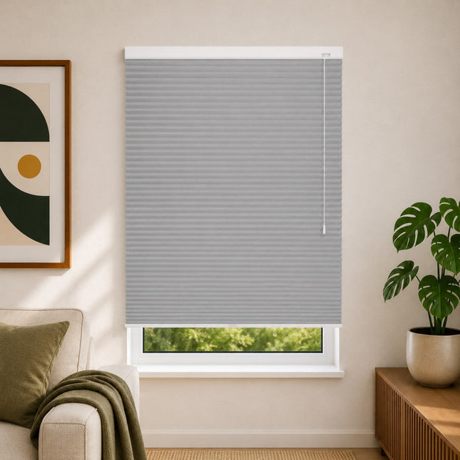 Cortinas Plisadas Térmicas y Opacas con Cordón - Gris claro