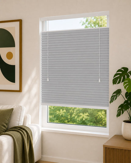 Cortinas Plisadas Térmicas y Opacas con Cordón - Gris claro