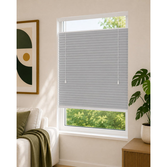 Cortinas Plisadas Térmicas y Opacas con Cordón - Gris claro