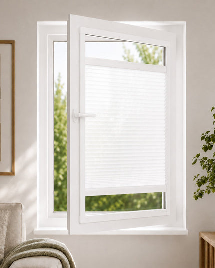 Cortinas Plisadas Sin Taladrar - Translúcido - Adhesivo magnético - Blanco