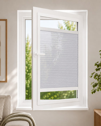 Cortinas Plisadas Sin Taladrar - Translúcido - Adhesivo magnético - Gris claro